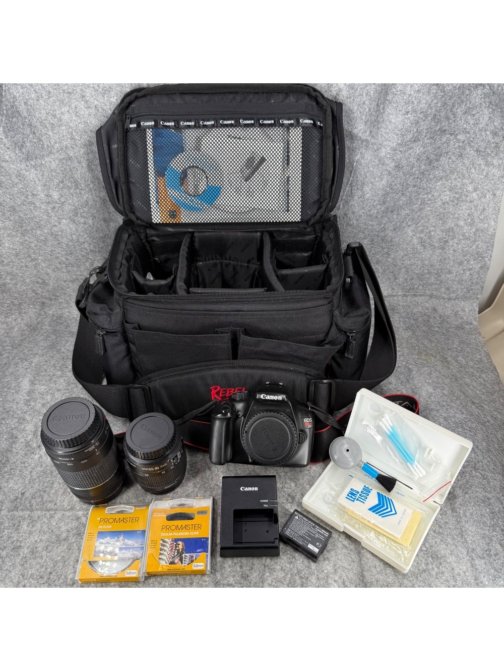 Canon EOS Rebel T3 Digital DSLR Camera Bundle - 2 Lens, Battery Charger Bag 229